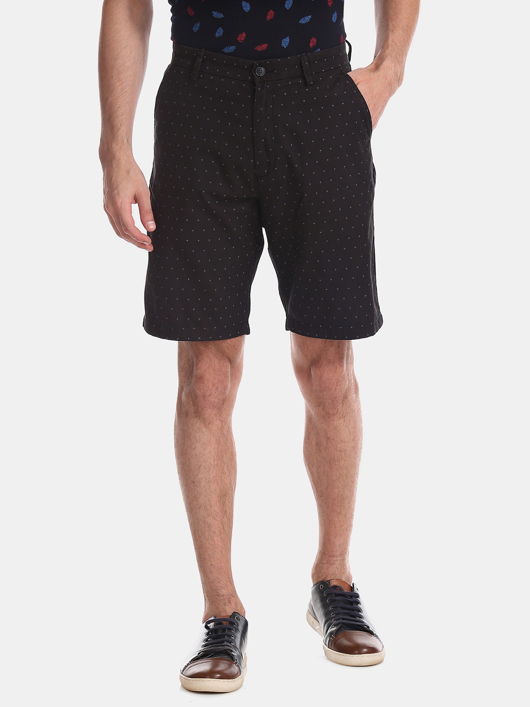 

Arrow Sport Men Navy Blue & White Printed Regular Fit Shorts