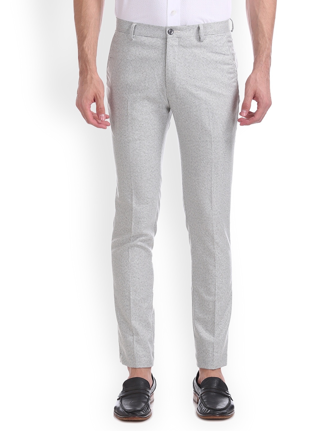 

Arrow New York Men Grey Regular Fit Self Design Regular Trousers