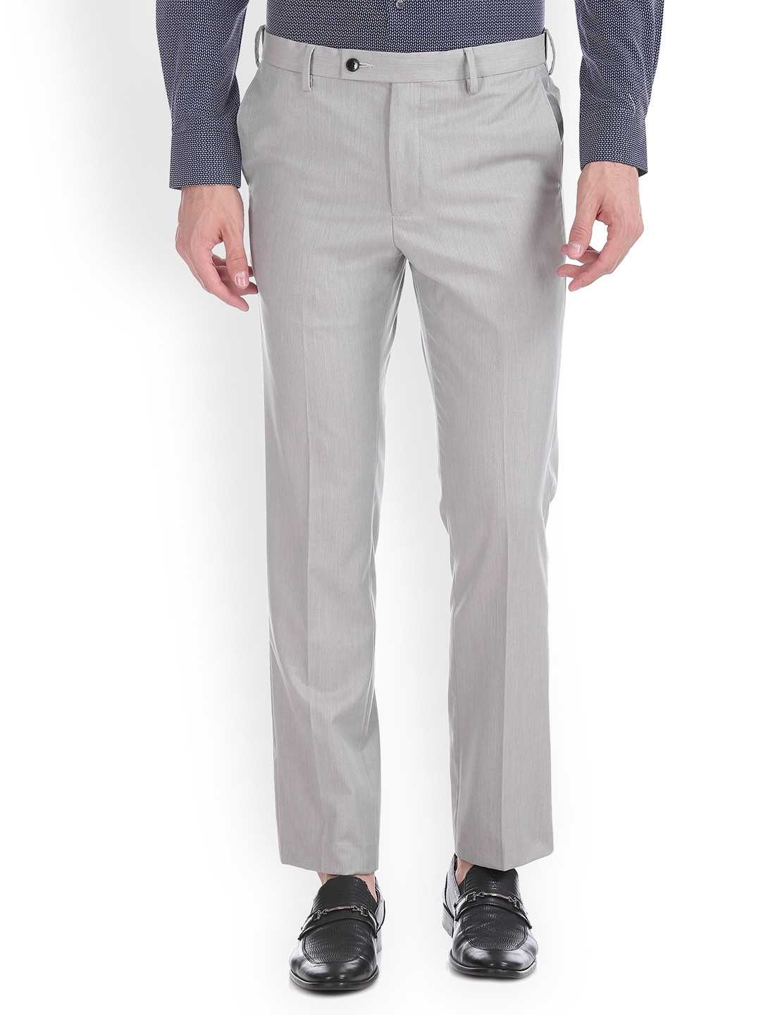 

Arrow Men Grey Regular Fit Solid Regular Trousers