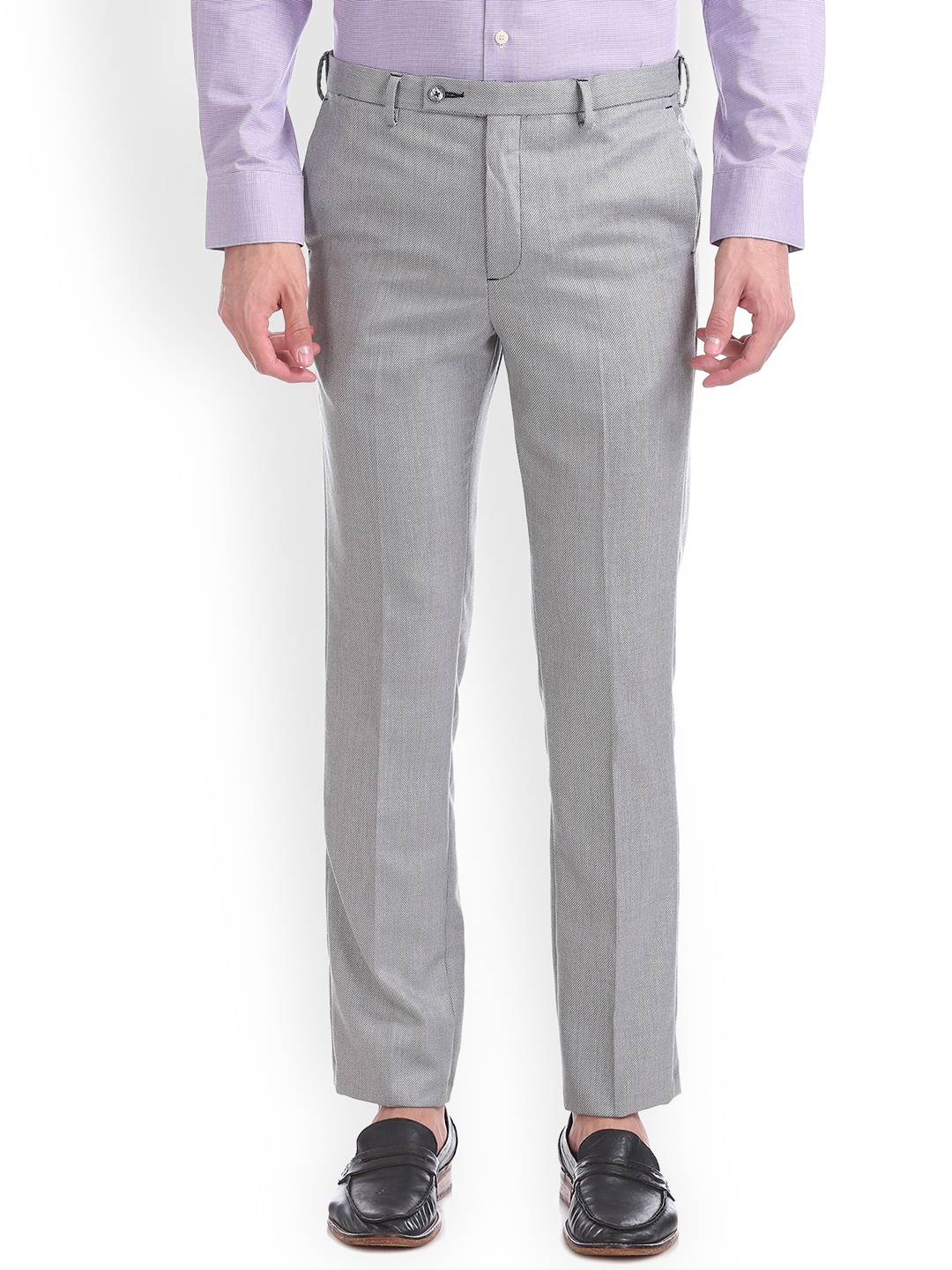 

Arrow New York Men Grey Regular Fit Solid Regular Trousers