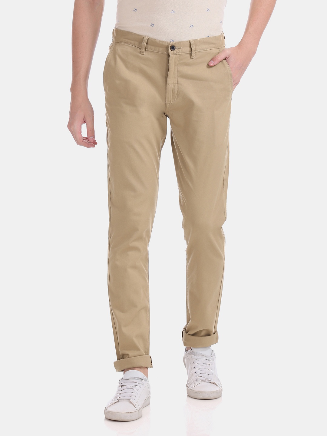

Arrow Sport Men Khaki Regular Fit Solid Regular Trousers