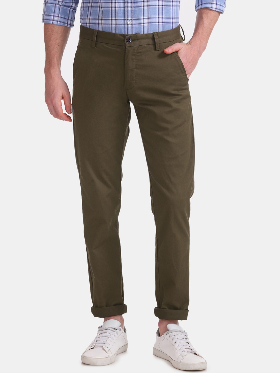 

Arrow Sport Men Olive Green Slim Fit Solid Chinos