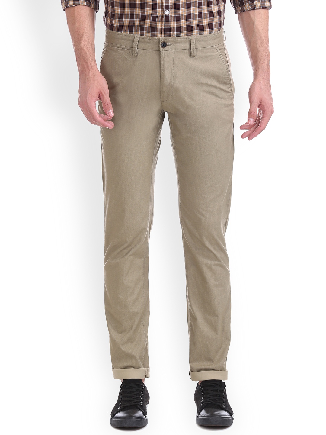 

Arrow Sport Men Khaki Regular Fit Solid Regular Trousers