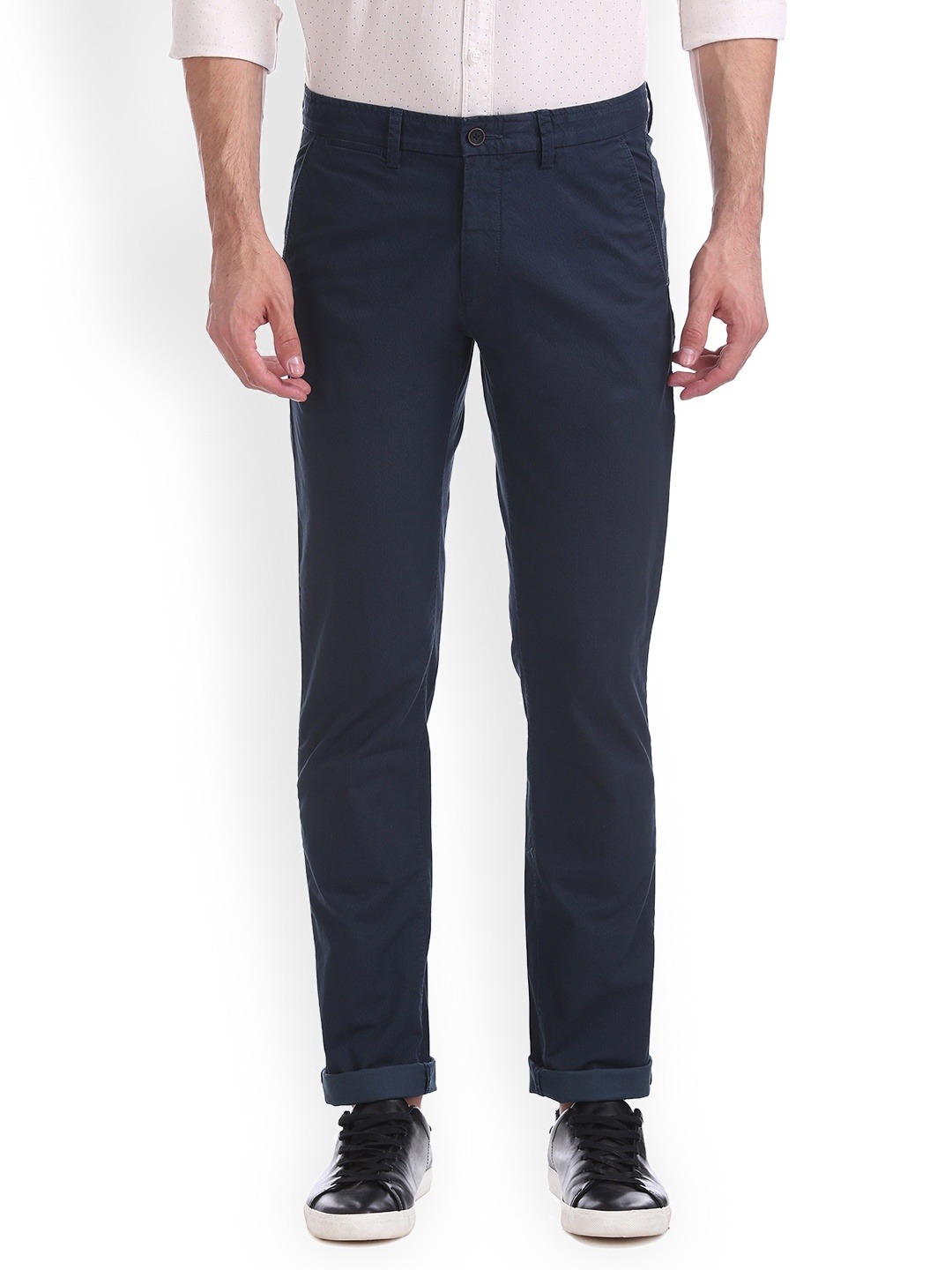 

Arrow Sport Men Navy Blue Regular Fit Solid Regular Trousers