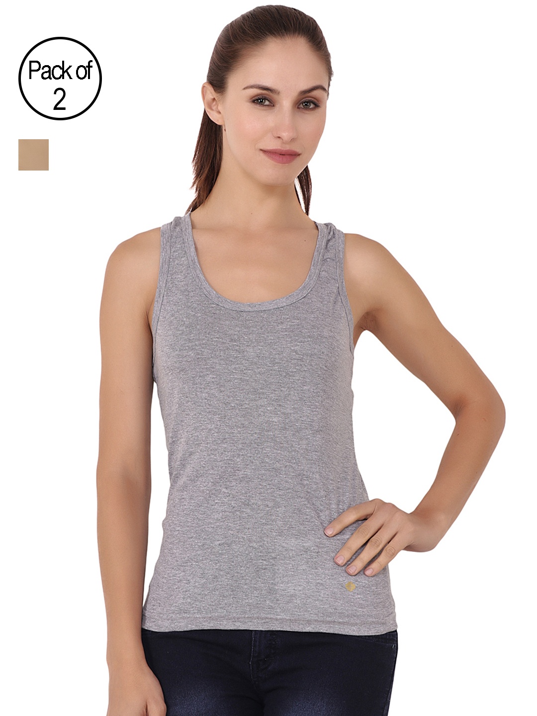 

Floret Women Pack of 2 Camisoles _XXL-Nude-Cool Grey