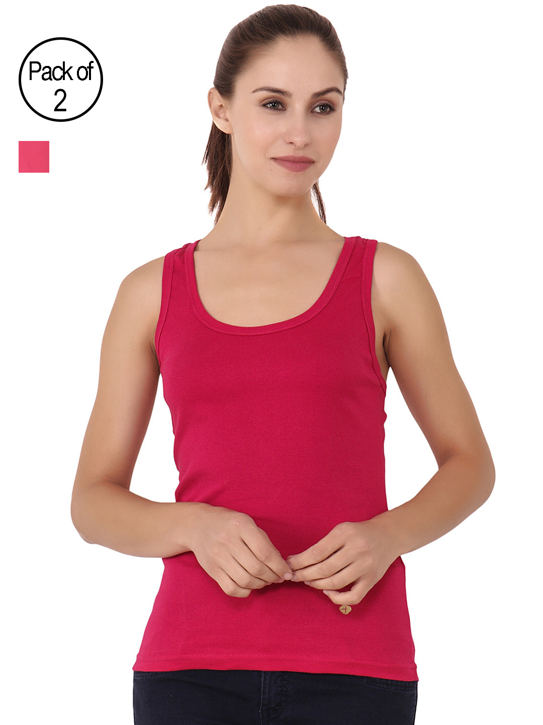 

Floret Women Pack of 2 Camisoles _XXL-Magenta-Tomato, Red