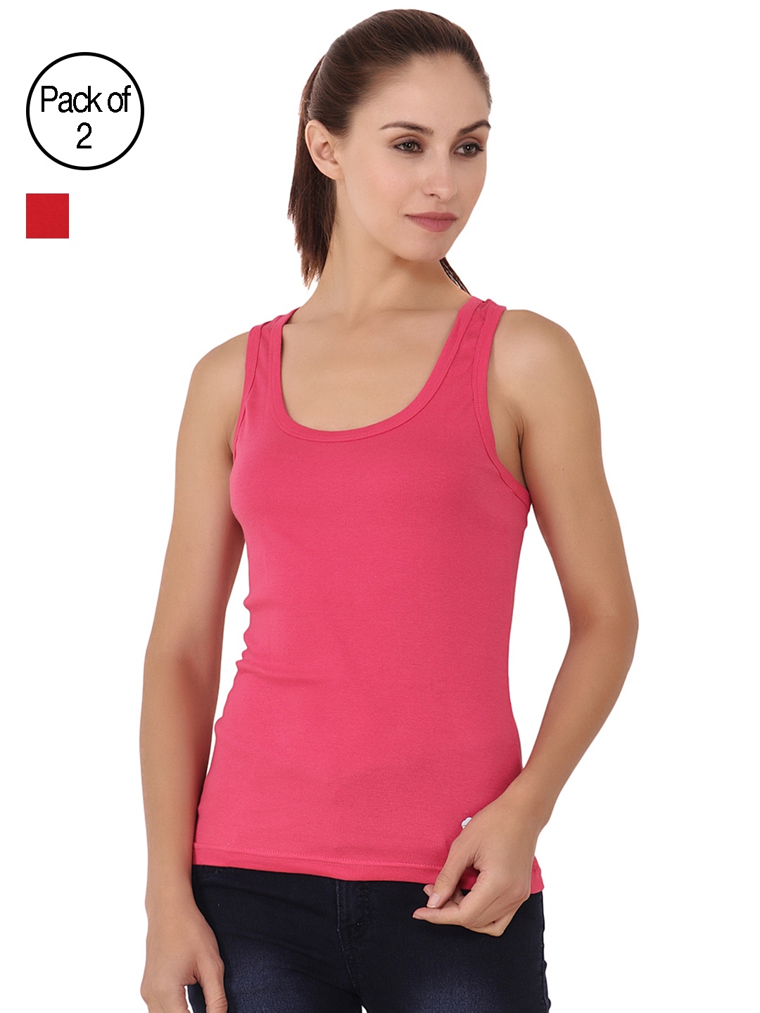 

Floret Women Pack of 2 Camisoles, Red
