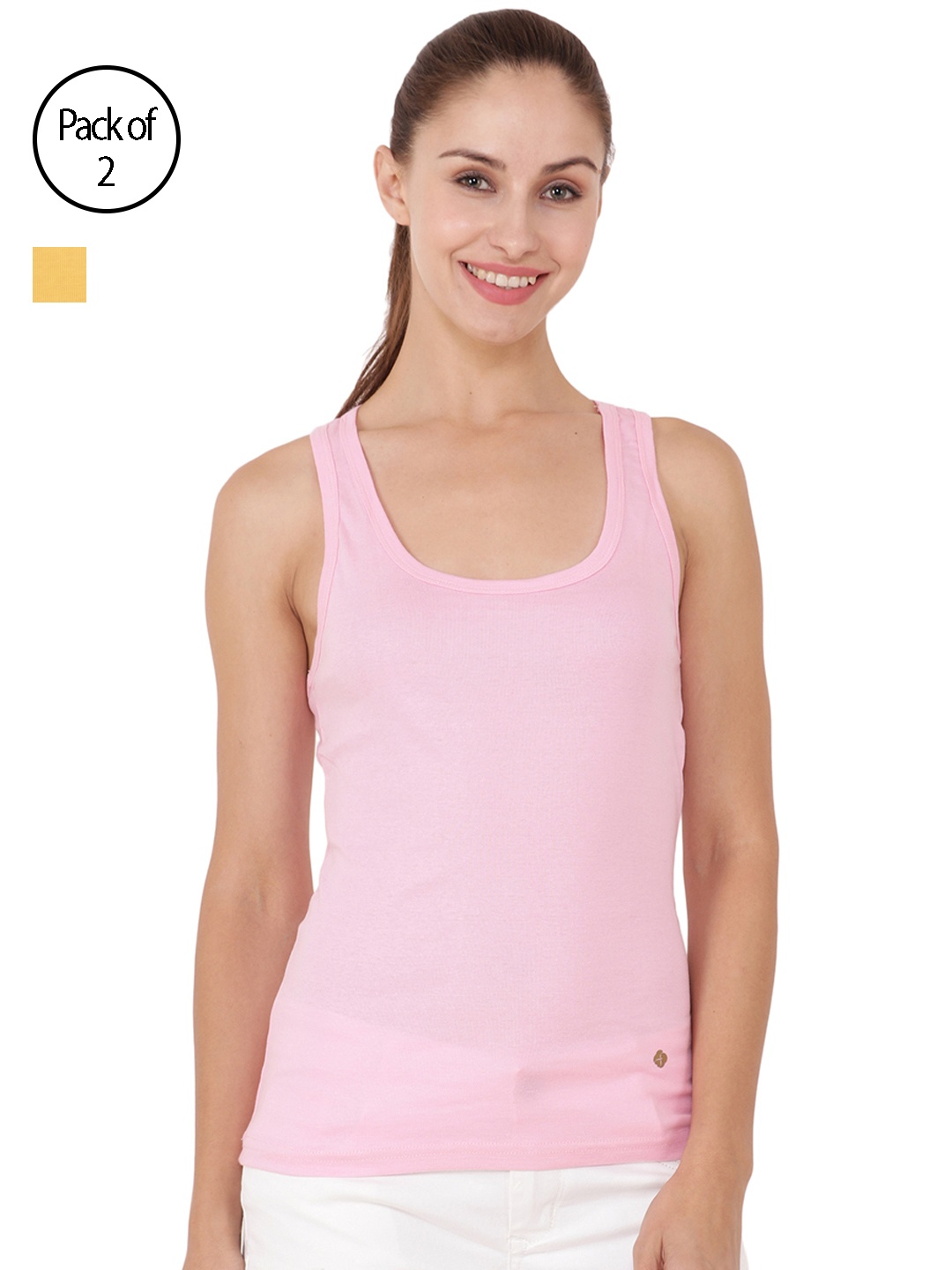 

Floret Women Yellow & Pink Set of 2 Camisole Combo