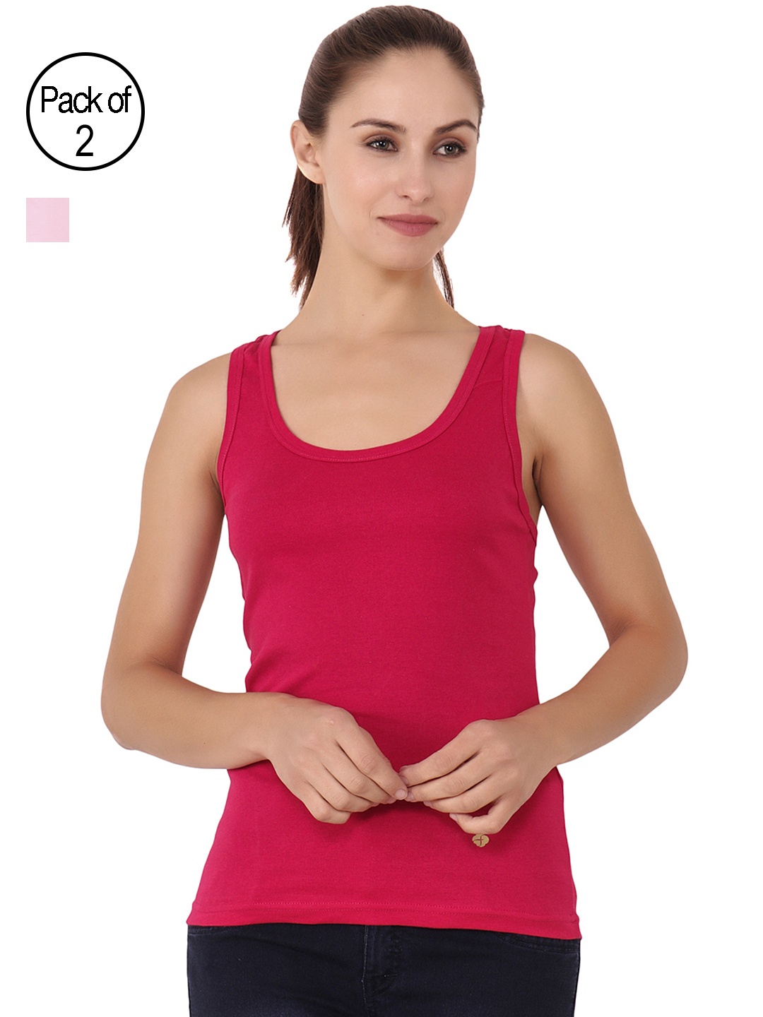 

Floret Women Pack of 2 Camisoles _XXL-Magenta-Pink, Red