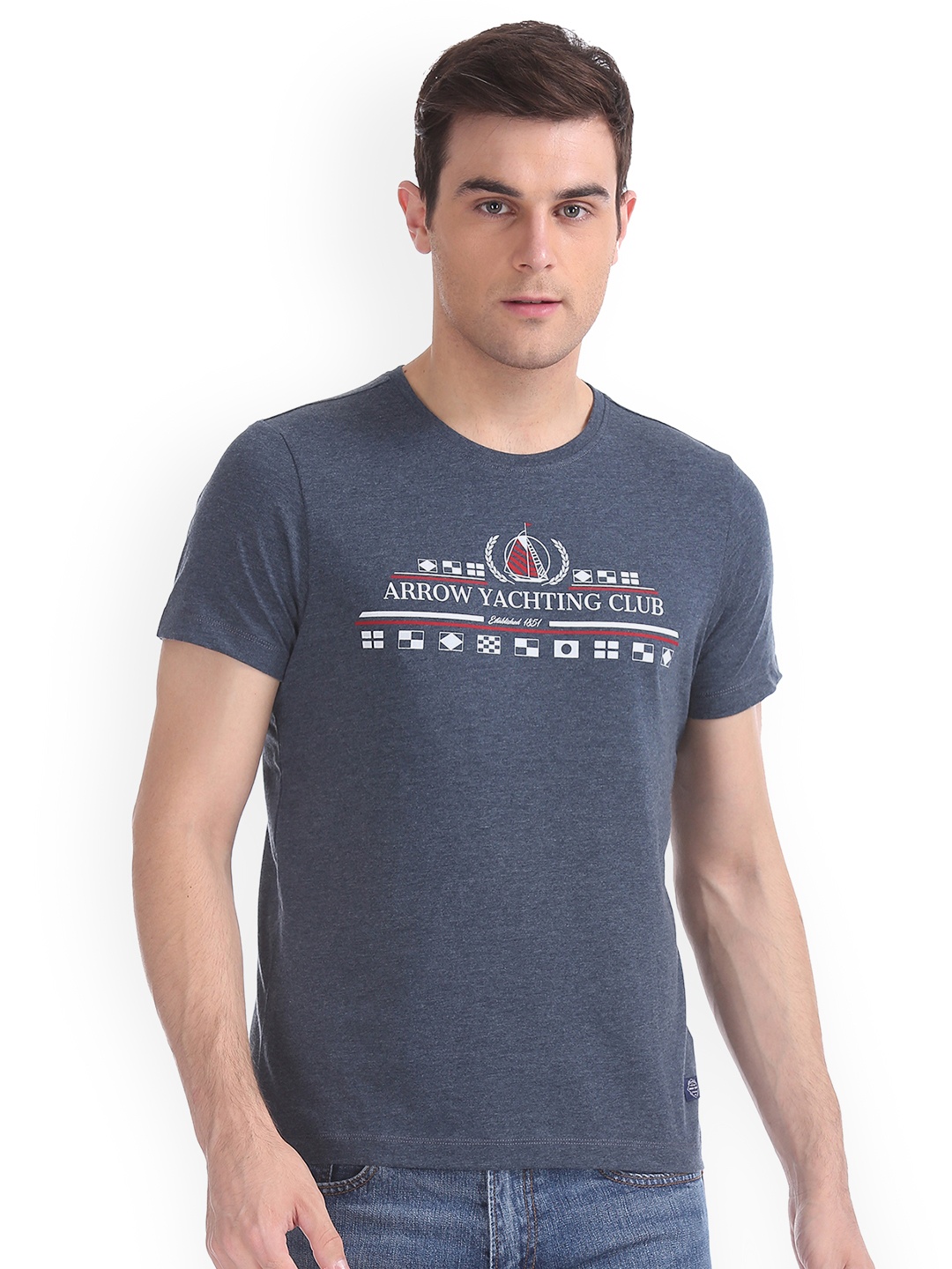 

Arrow Sport Men Navy Blue Printed Round Neck T-shirt
