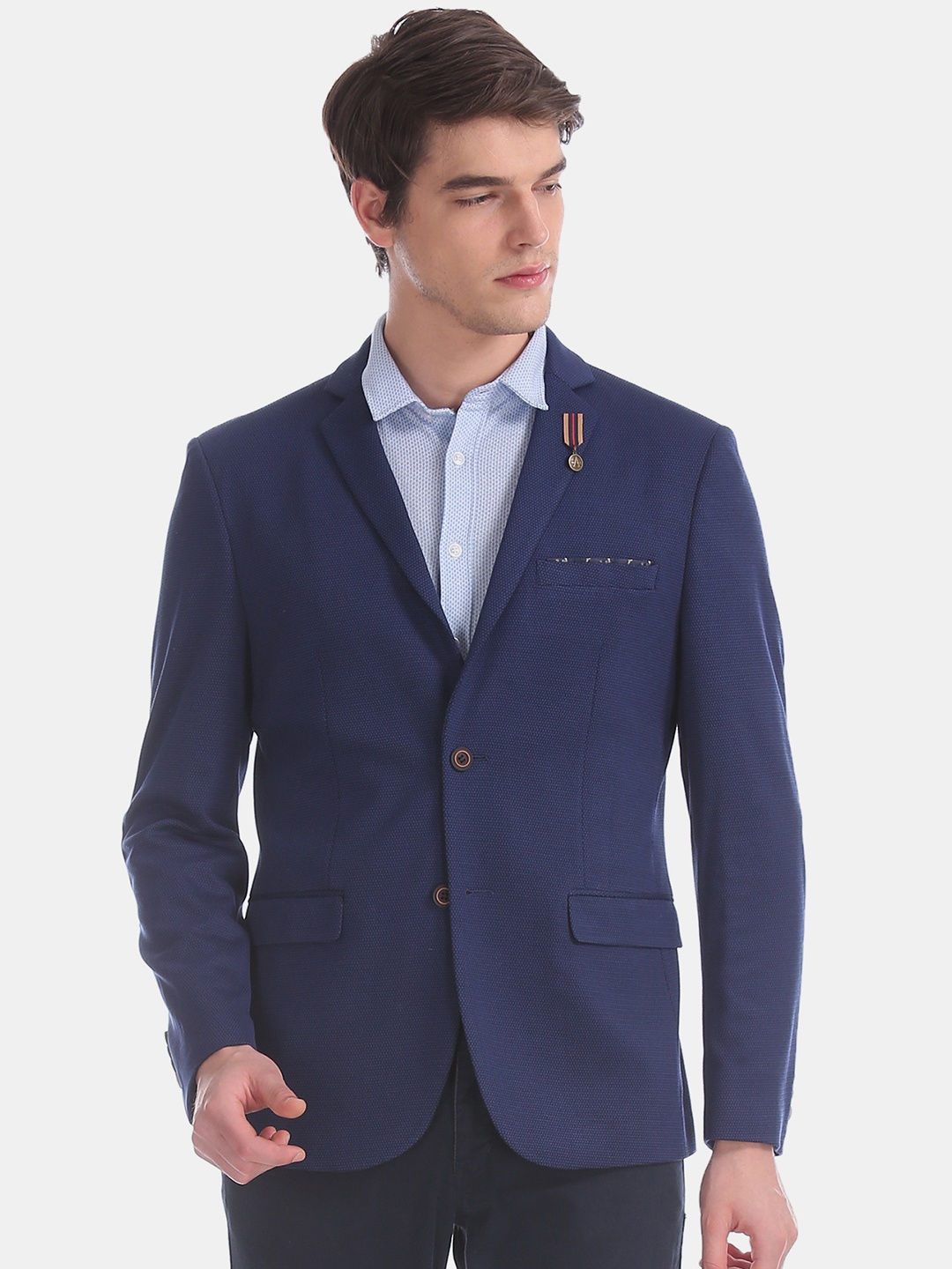 

Arrow Men Navy Blue Solid Single-Breasted Casual Blazer