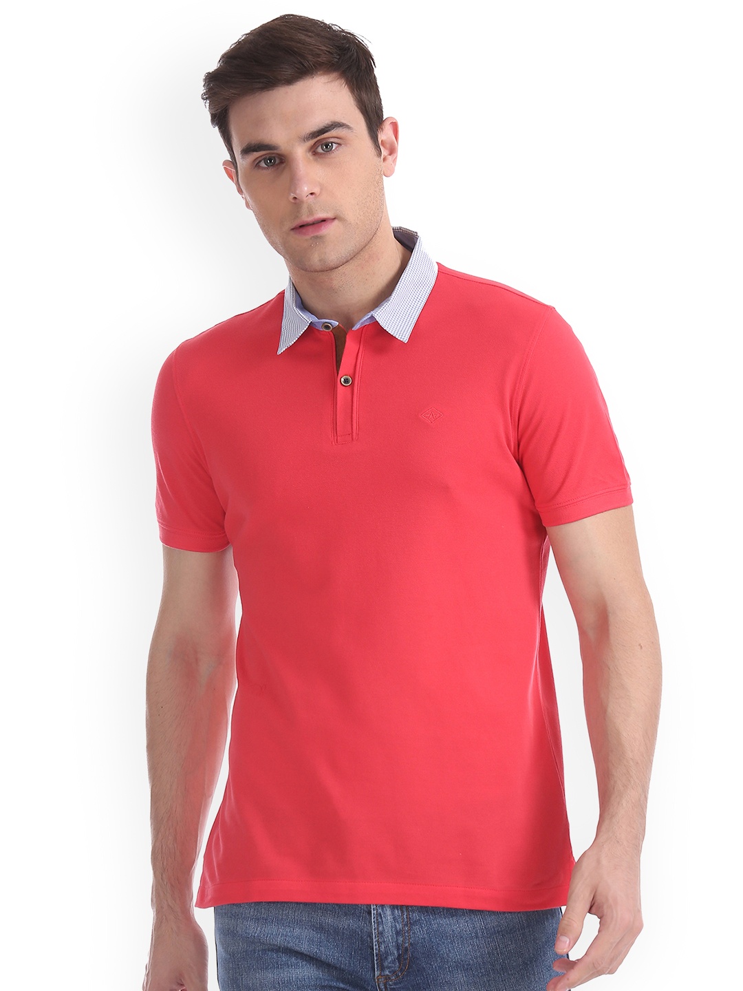 

Arrow Sport Men Red Solid Polo Collar Pure Cotton T-shirt