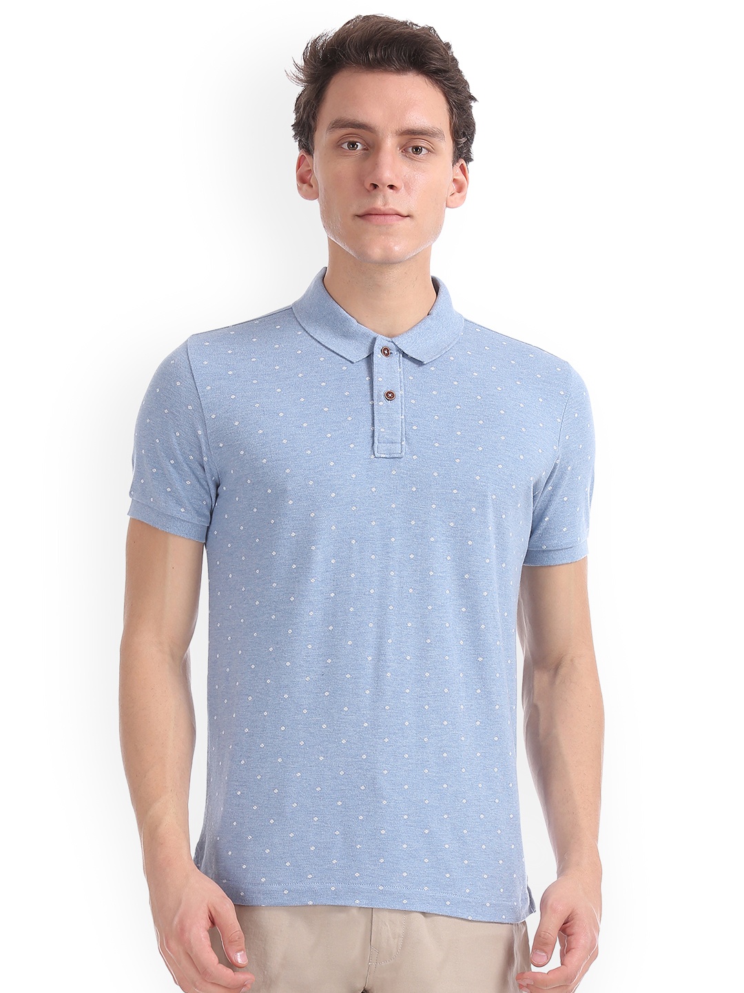 

Arrow Sport Men Blue Printed Polo Collar T-shirt