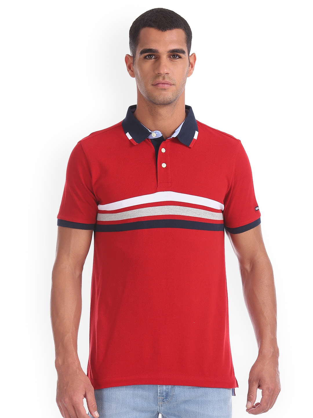 

Arrow Sport Men Red Solid Polo Collar Pure Cotton T-shirt