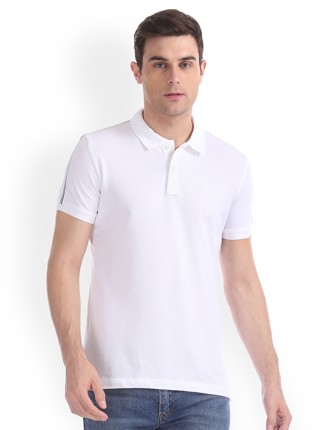 

Arrow Sport Men White Solid Polo Collar Pure Cotton T-shirt