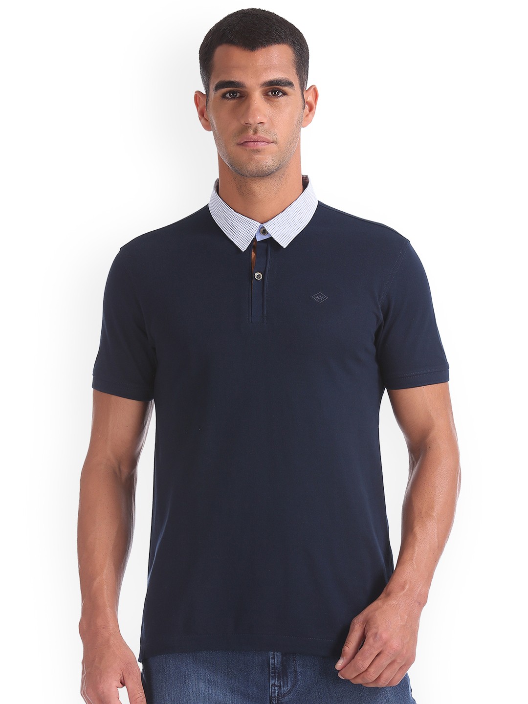 

Arrow Sport Men Navy Blue Solid Polo Collar Pure Cotton T-shirt