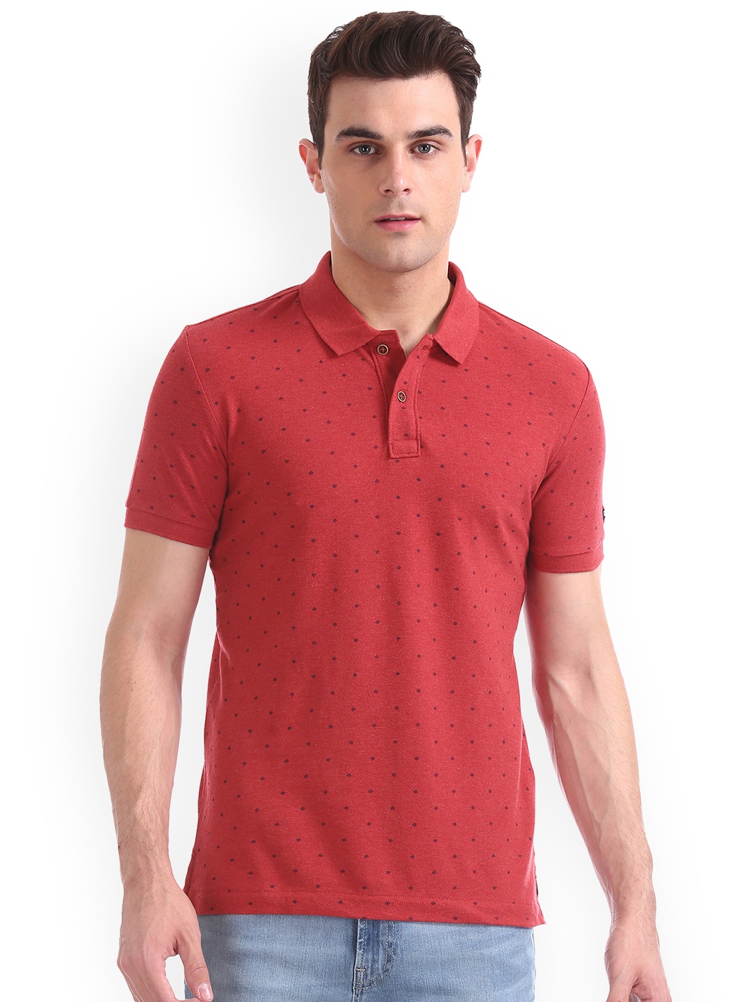 

Arrow Sport Men Red Printed Polo Collar T-shirt
