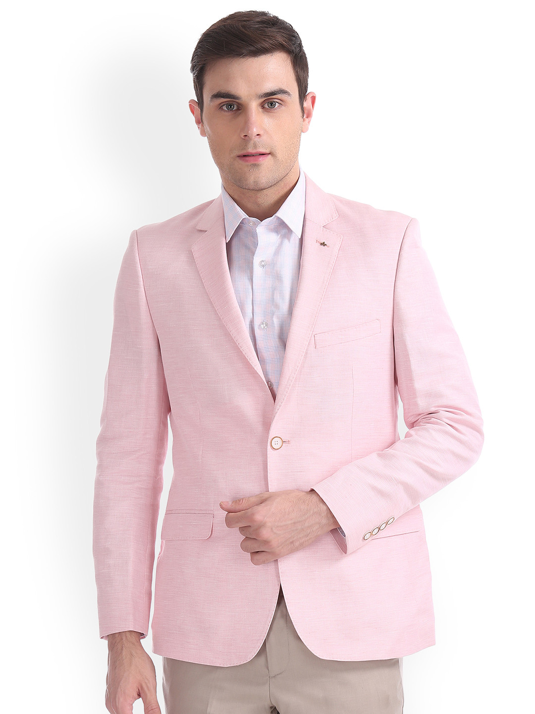 

Arrow Men Pink Solid Slim-Fit Single Breasted Blazer