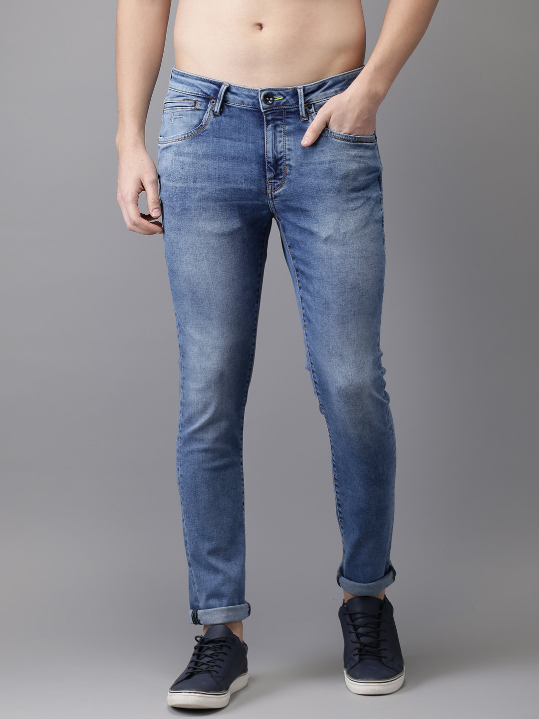 

Flying Machine Men Blue Skinny Fit Mid-Rise Clean Look Stretchable Jeans
