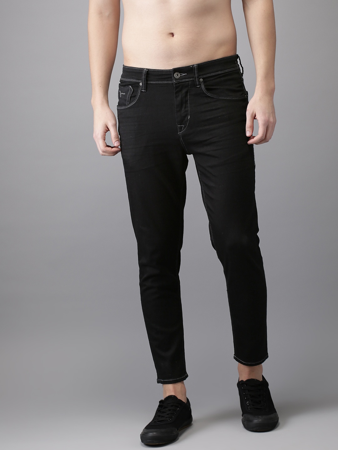 

Flying Machine Men Black Tapered Fit Mid-Rise Clean Look Stretchable Jeans