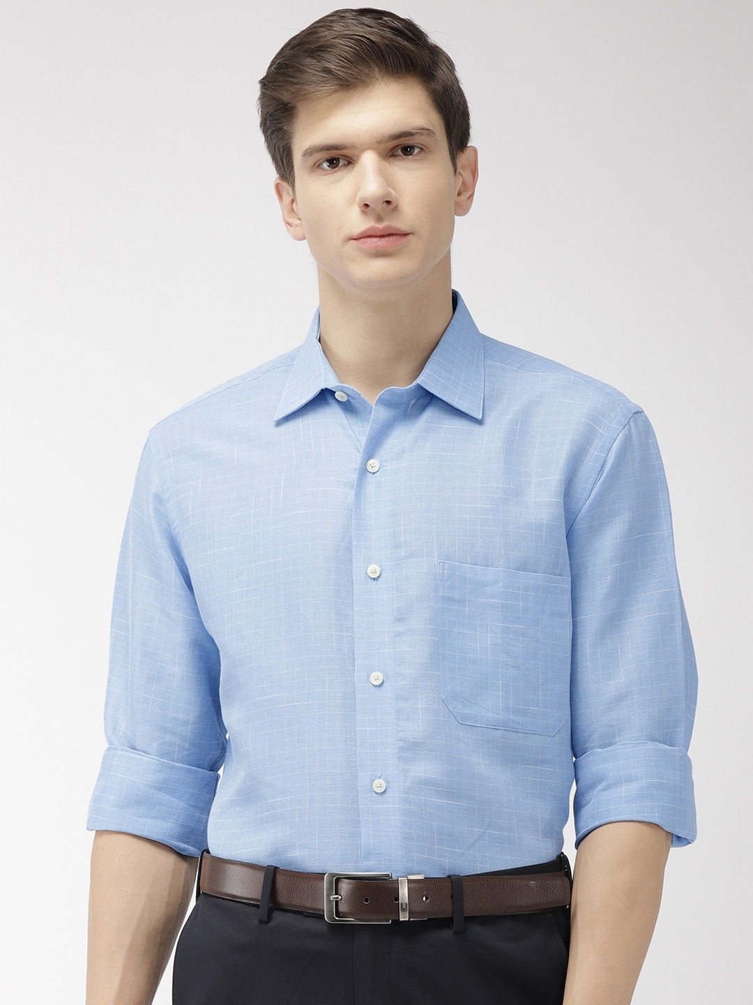 

Arrow Men Blue Regular Fit Checked Formal Sustainable Shirt