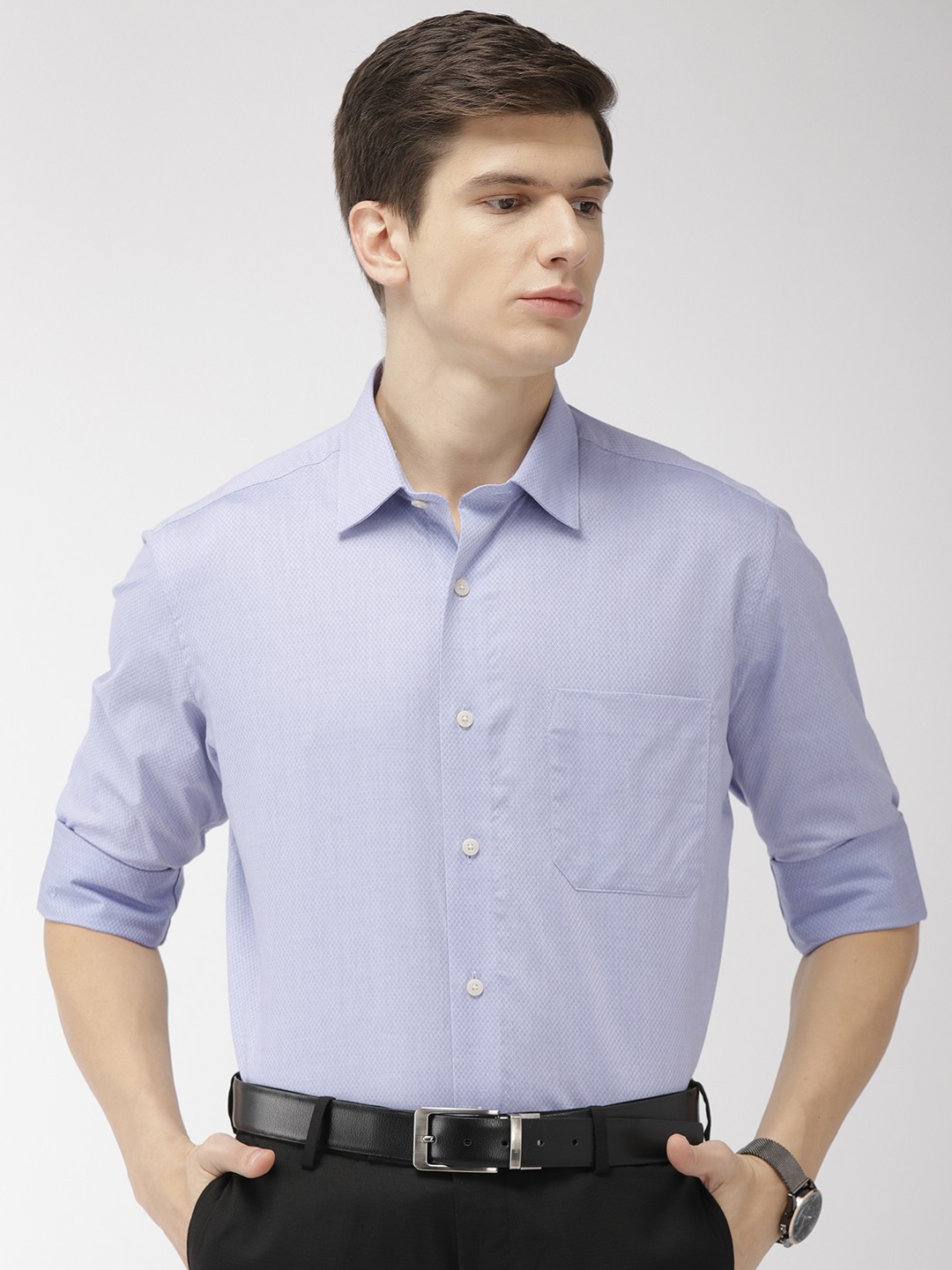 

Arrow Men Lavender Regular Fit Self Design Formal Shirt