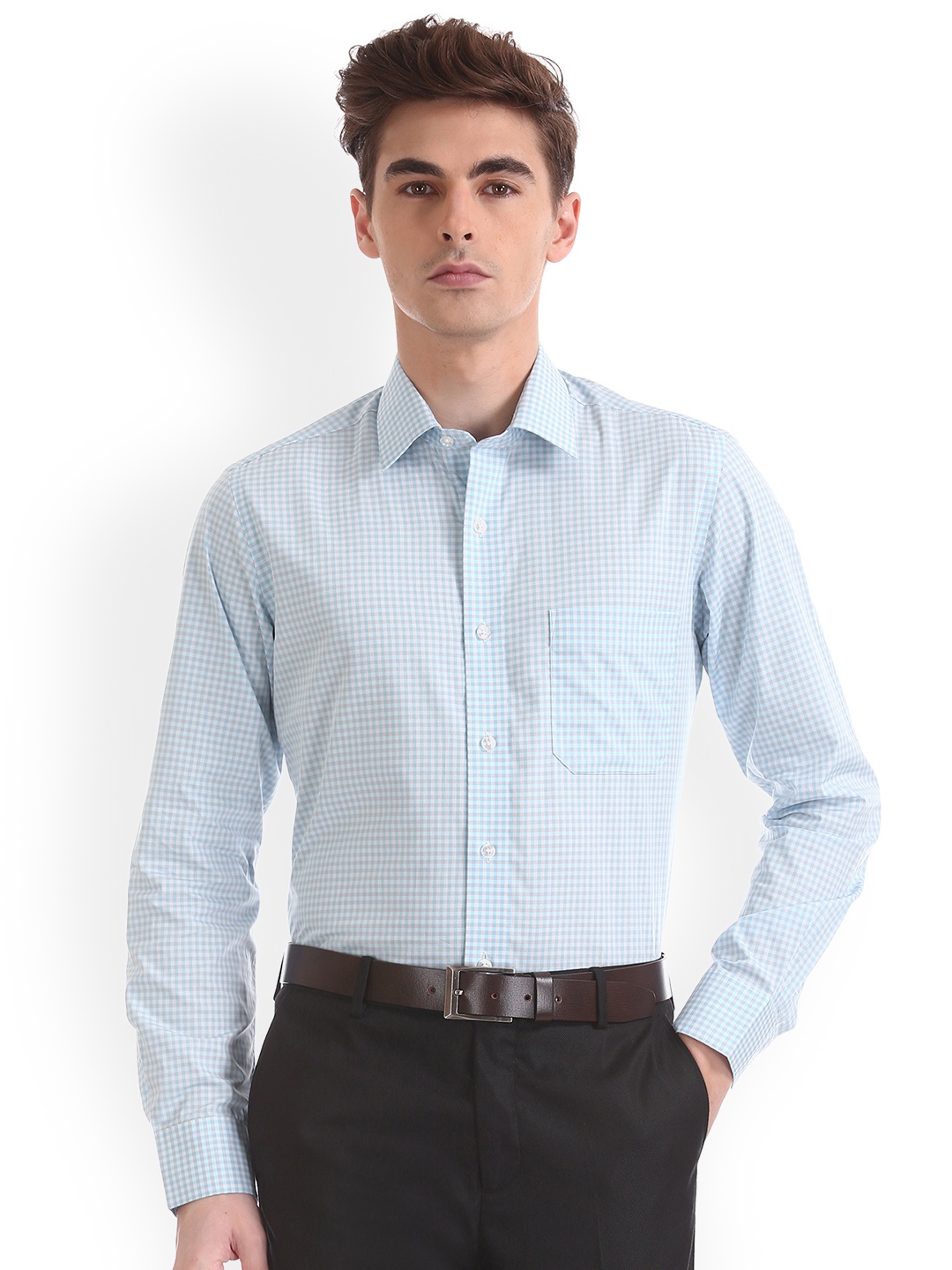 

Arrow Men Blue & White Slim Fit Checked Formal Shirt