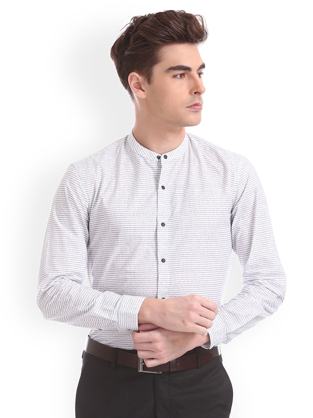 

Arrow New York Men White Regular Fit Printed Semiformal Shirt