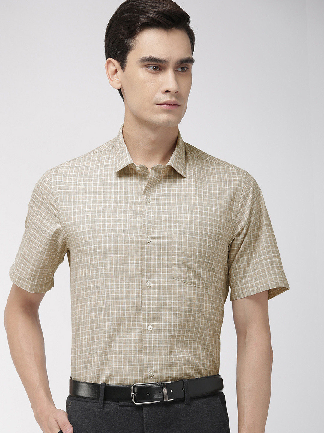 

Arrow New York Men Brown & White Slim Fit Checked Formal Shirt