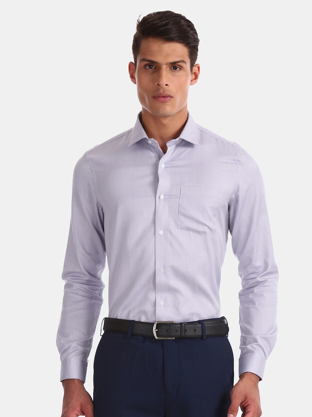 

Arrow New York Men Purple Slim Fit Self Design Formal Shirt