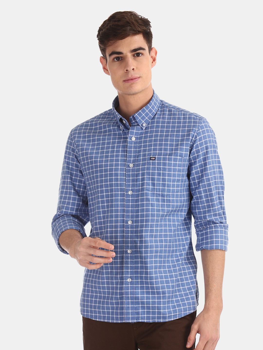 

Arrow Sport Men Blue & White Slim Fit Checked Casual Shirt