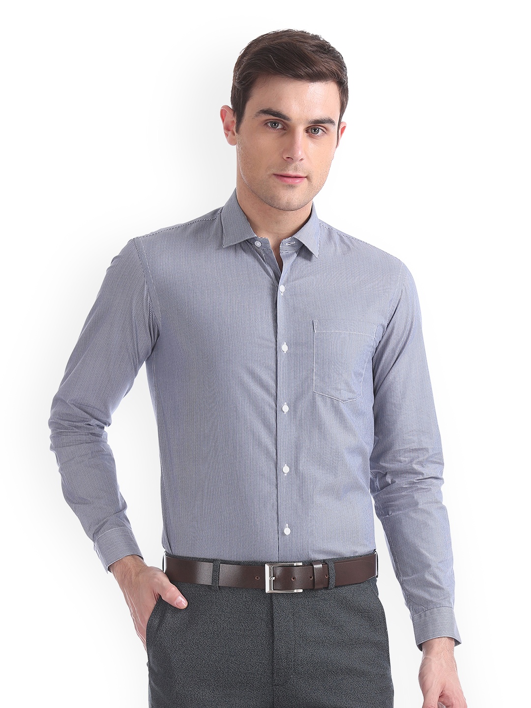 

Arrow New York Men Blue Regular Fit Striped Semiformal Shirt
