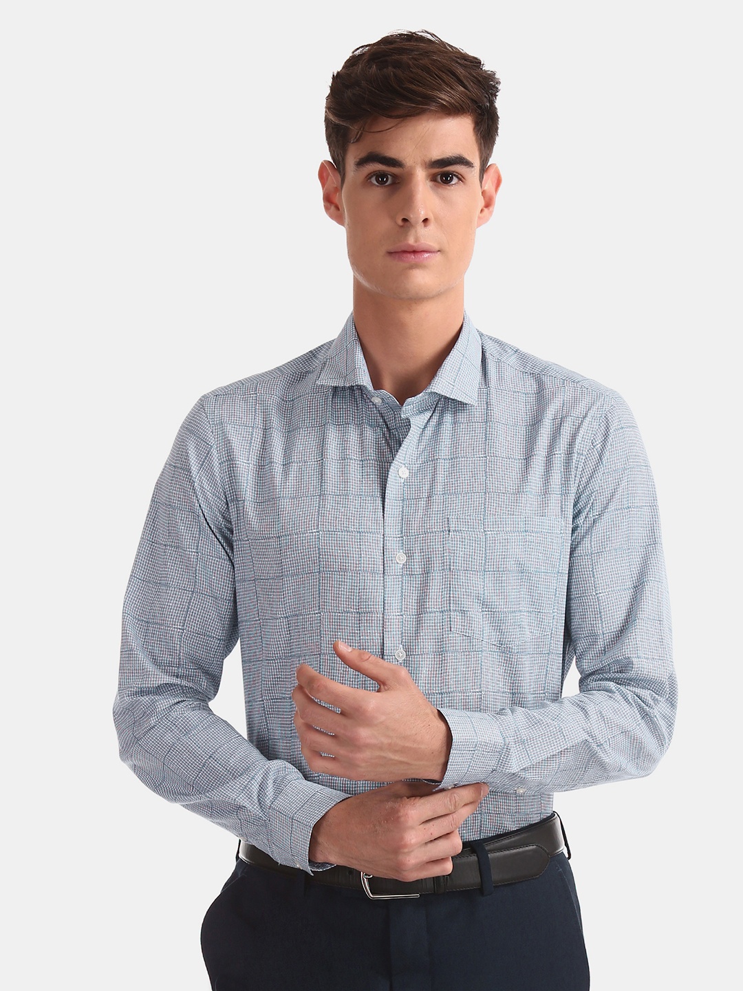 

Arrow New York Men Blue Slim Fit Checked Formal Shirt