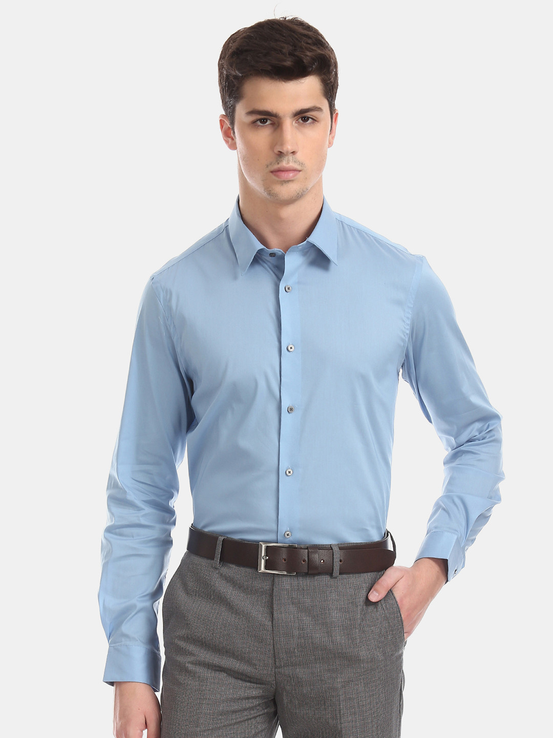 

Arrow New York Men Blue Slim Fit Solid Formal Shirt
