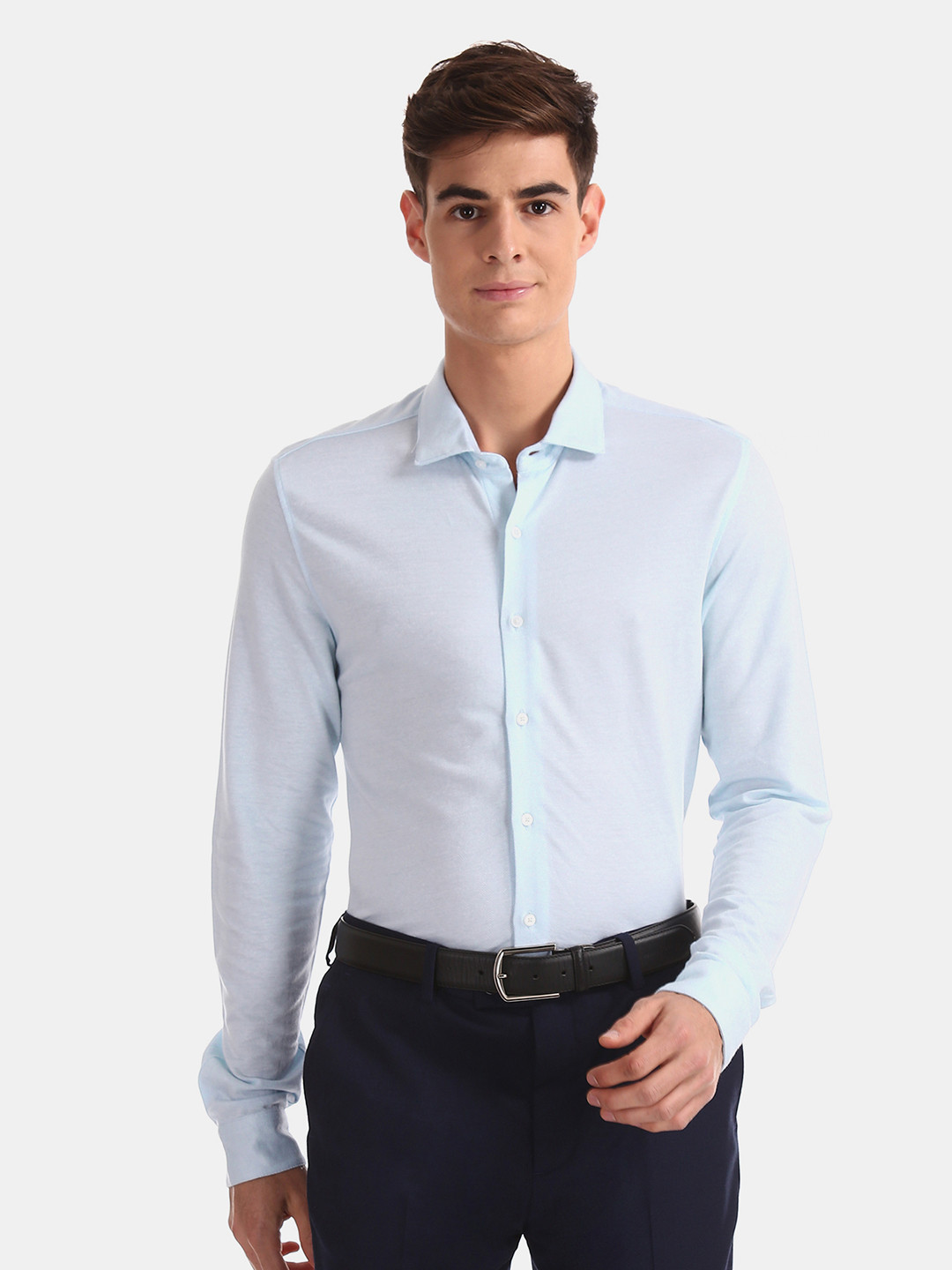 

Arrow New York Men Blue Slim Fit Self Design Formal Shirt