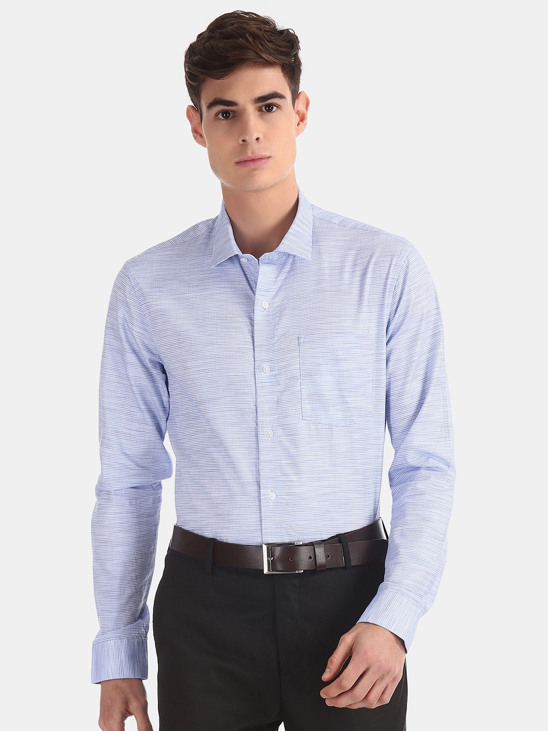 

Arrow New York Men Blue Slim Fit Self Design Formal Shirt