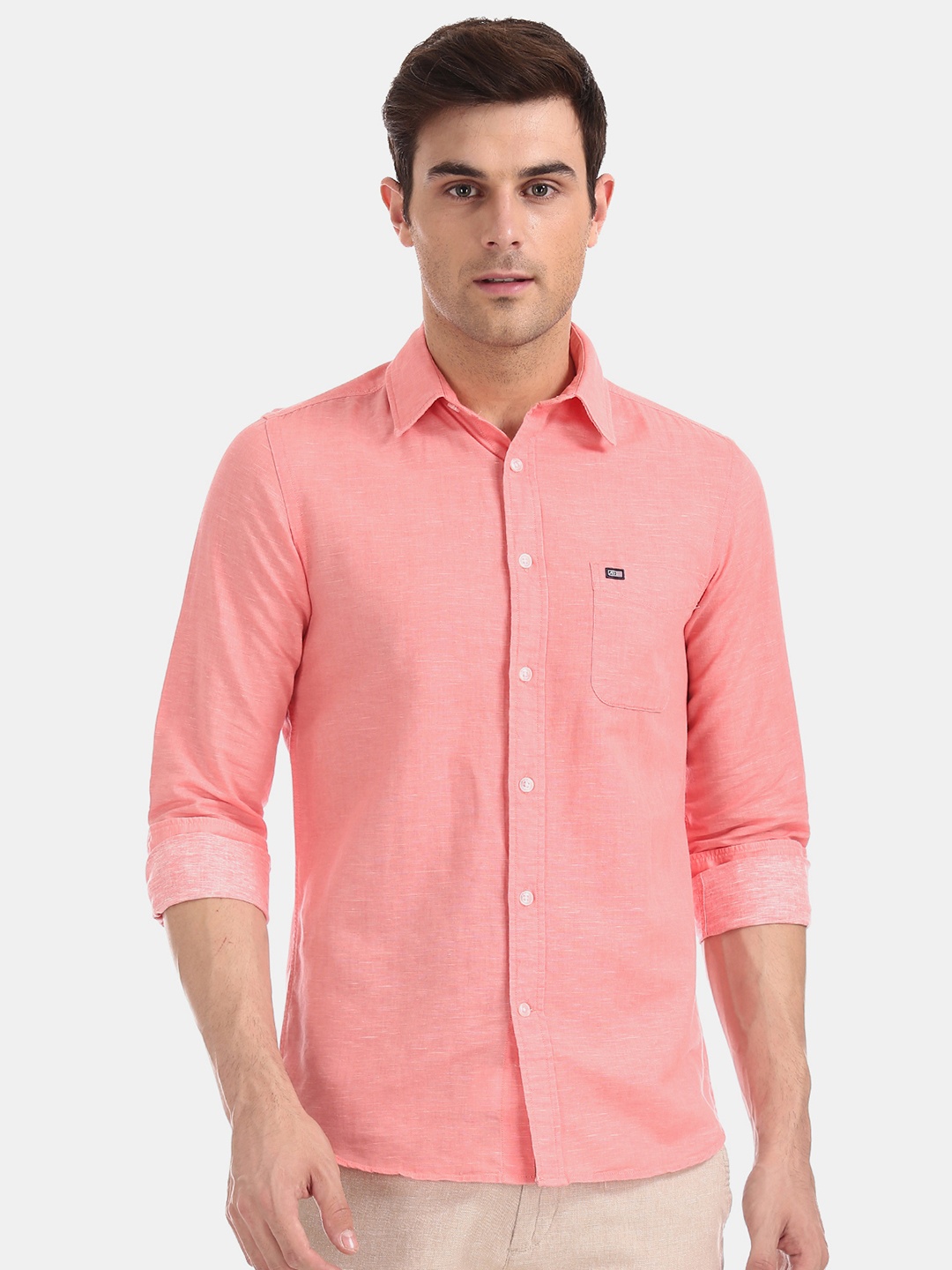 

Arrow Sport Men Peach-Coloured Slim Fit Solid Casual Shirt