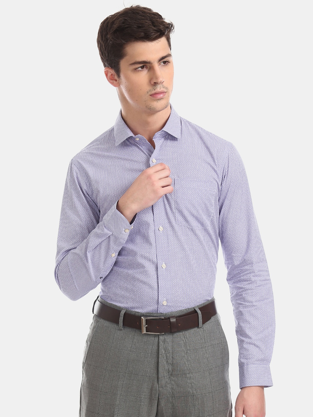 

Arrow New York Men Purple Slim Fit Printed Formal Shirt