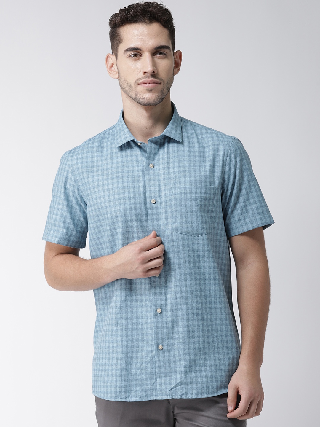 

Arrow New York Men Blue Checked Slim Fit Casual Shirt