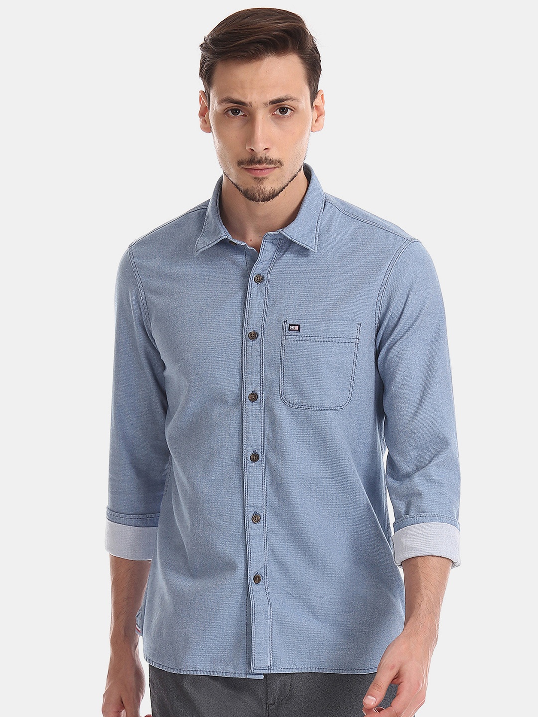 

Arrow Sport Men Blue Slim Fit Self Design Casual Shirt
