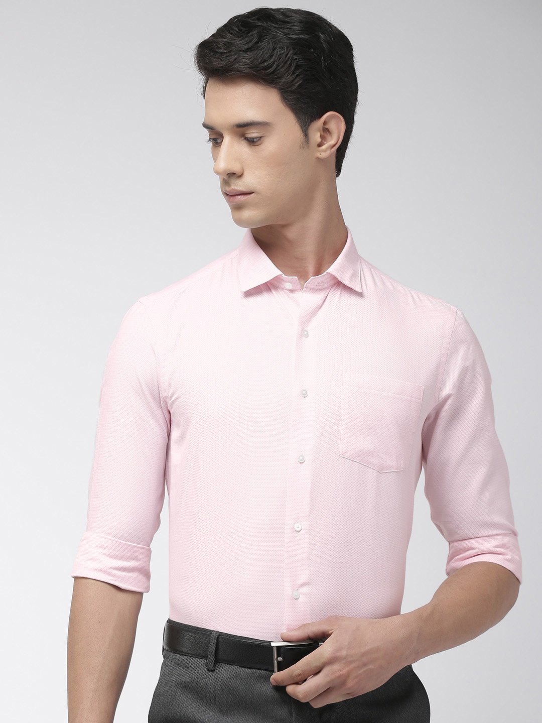 

Arrow New York Men Pink & White Slim Fit Self Design Formal Shirt