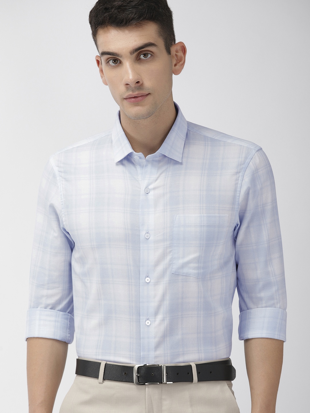 

Arrow New York Men Blue & White Slim Fit Checked Formal Shirt