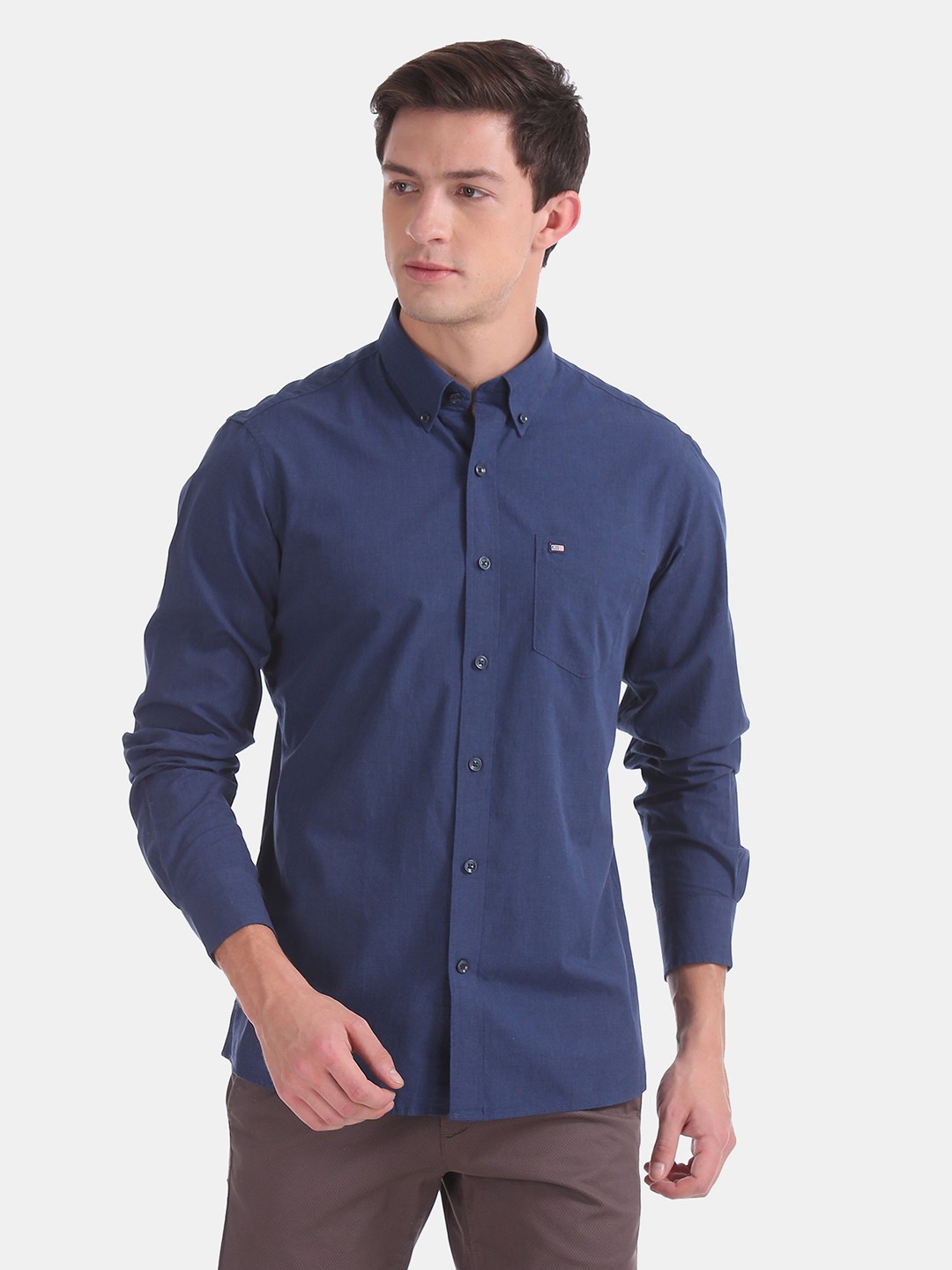 

Arrow Sport Men Navy Blue Slim Fit Solid Smart Casual Shirt