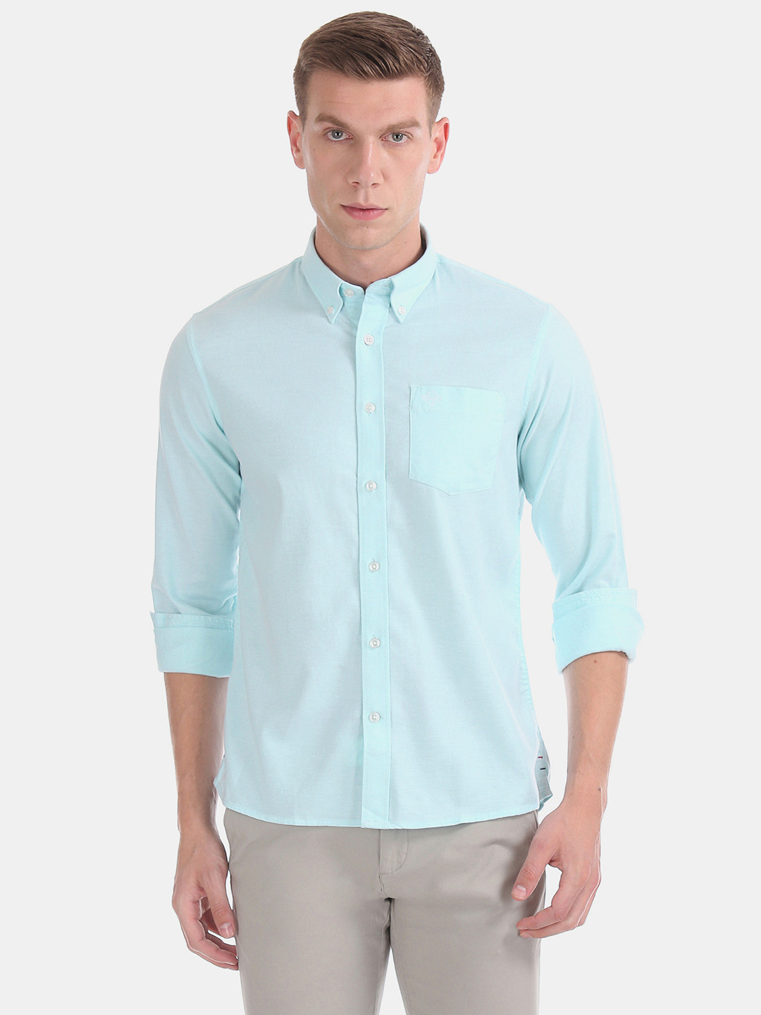 

Arrow Sport Men Blue Knitted Slim Fit Solid Smart Casual Shirt