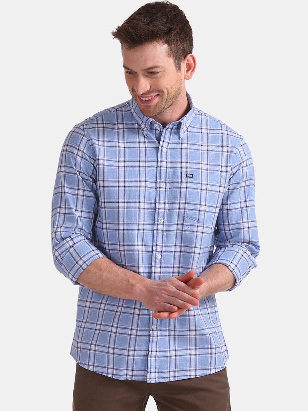 

Arrow Sport Men Blue Tartan Checked Casual Cotton Shirt