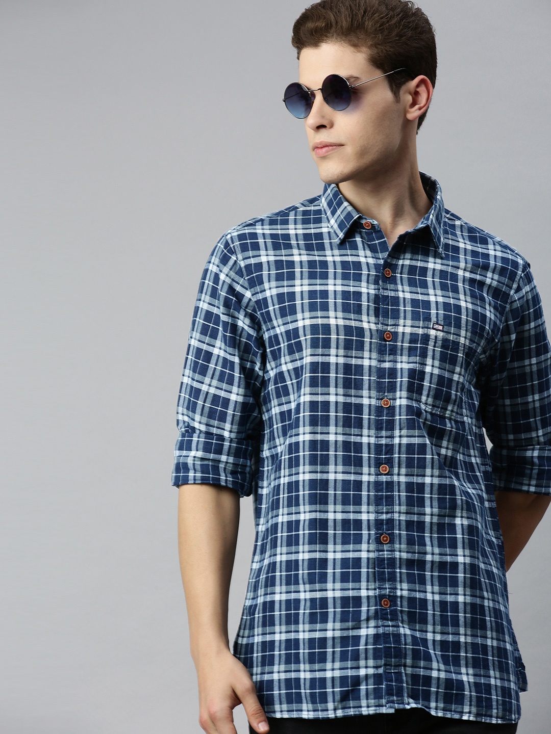 

Arrow Sport Men Blue Regular Fit Checked Casual Shirt
