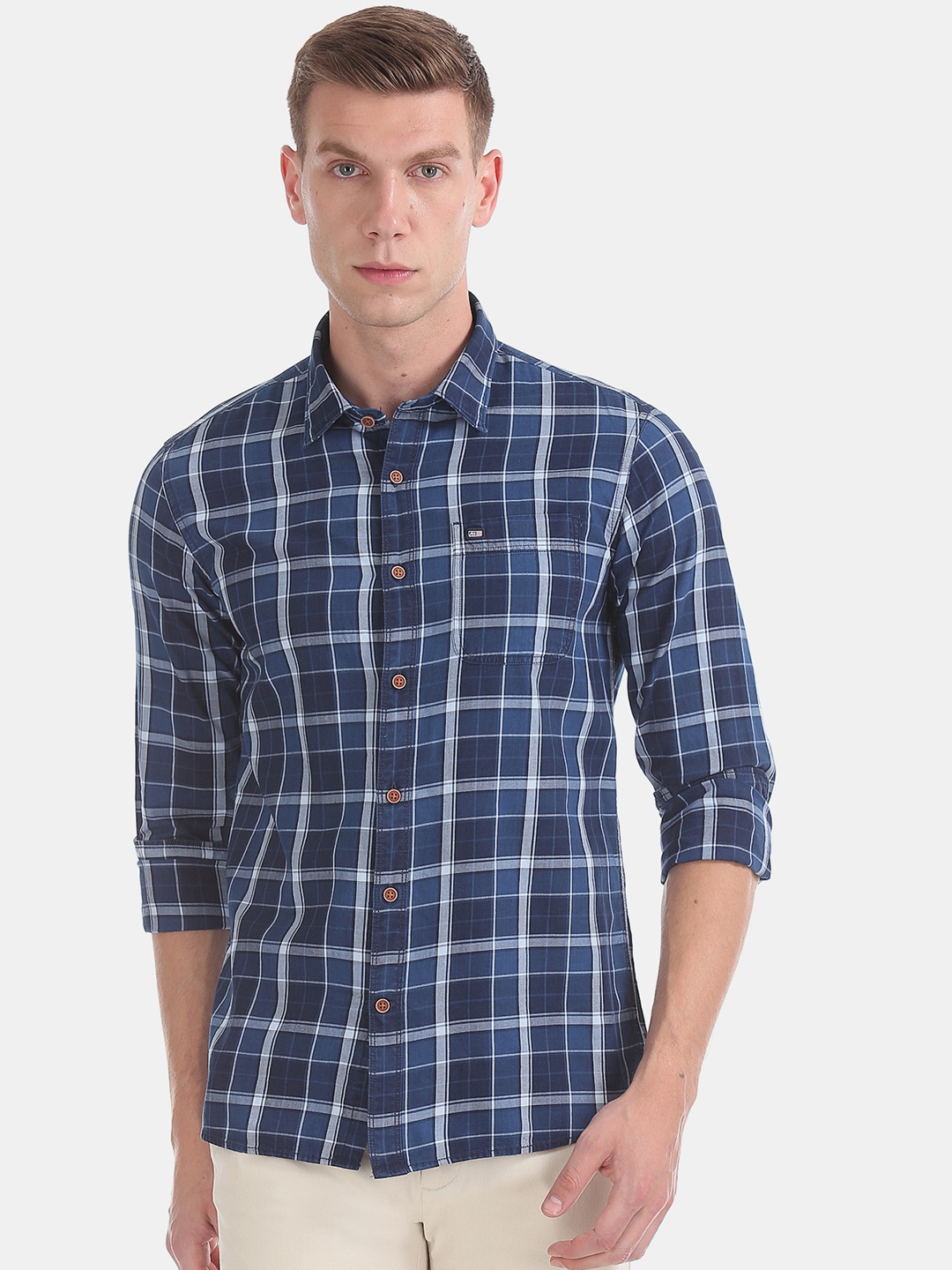 

Arrow Sport Men Blue Slim Fit Checked Casual Shirt