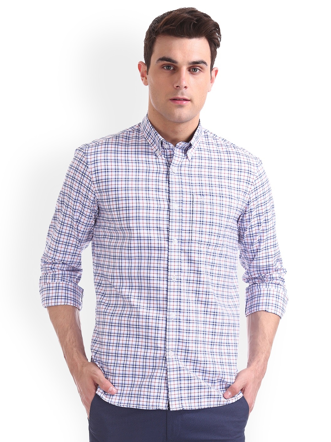 

Arrow Sport Men White Slim Fit Checked Casual Shirt