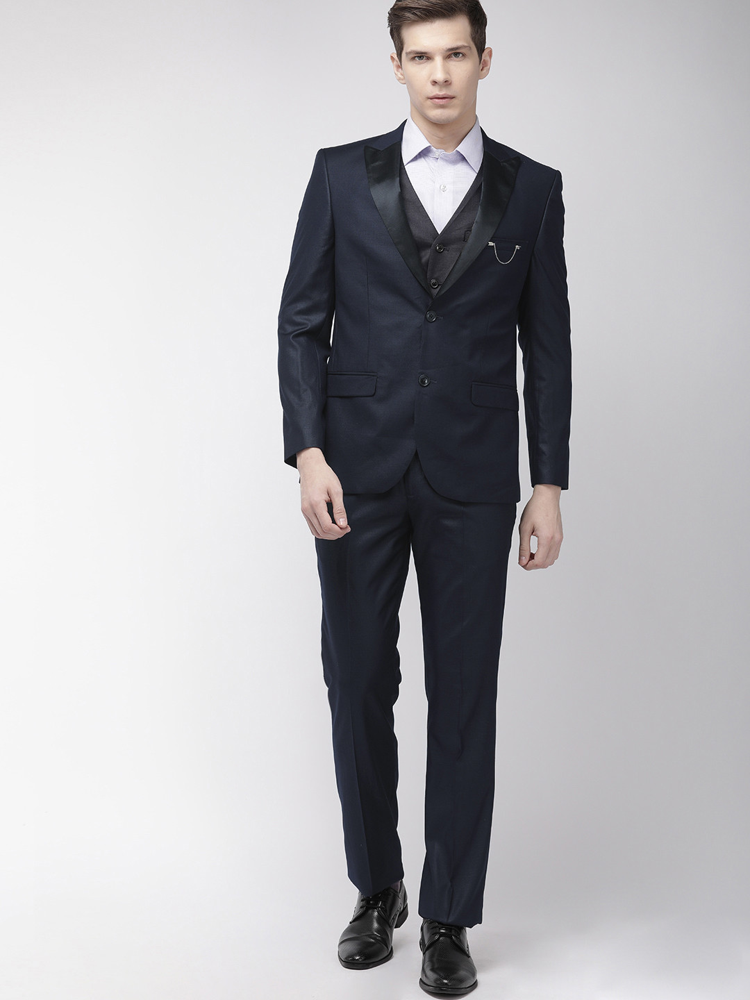 

Arrow Men Navy blue Solid Body Tailored Fit Single-Breasted Formal Suit