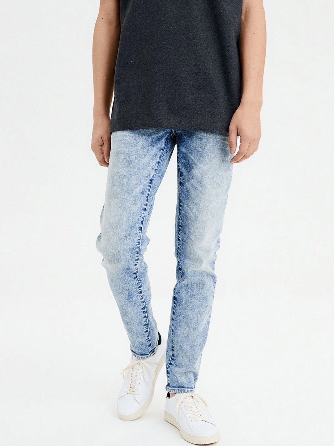 

AMERICAN EAGLE OUTFITTERS Men Blue Skinny Fit Mid-Rise Clean Look Stretchable Jeans